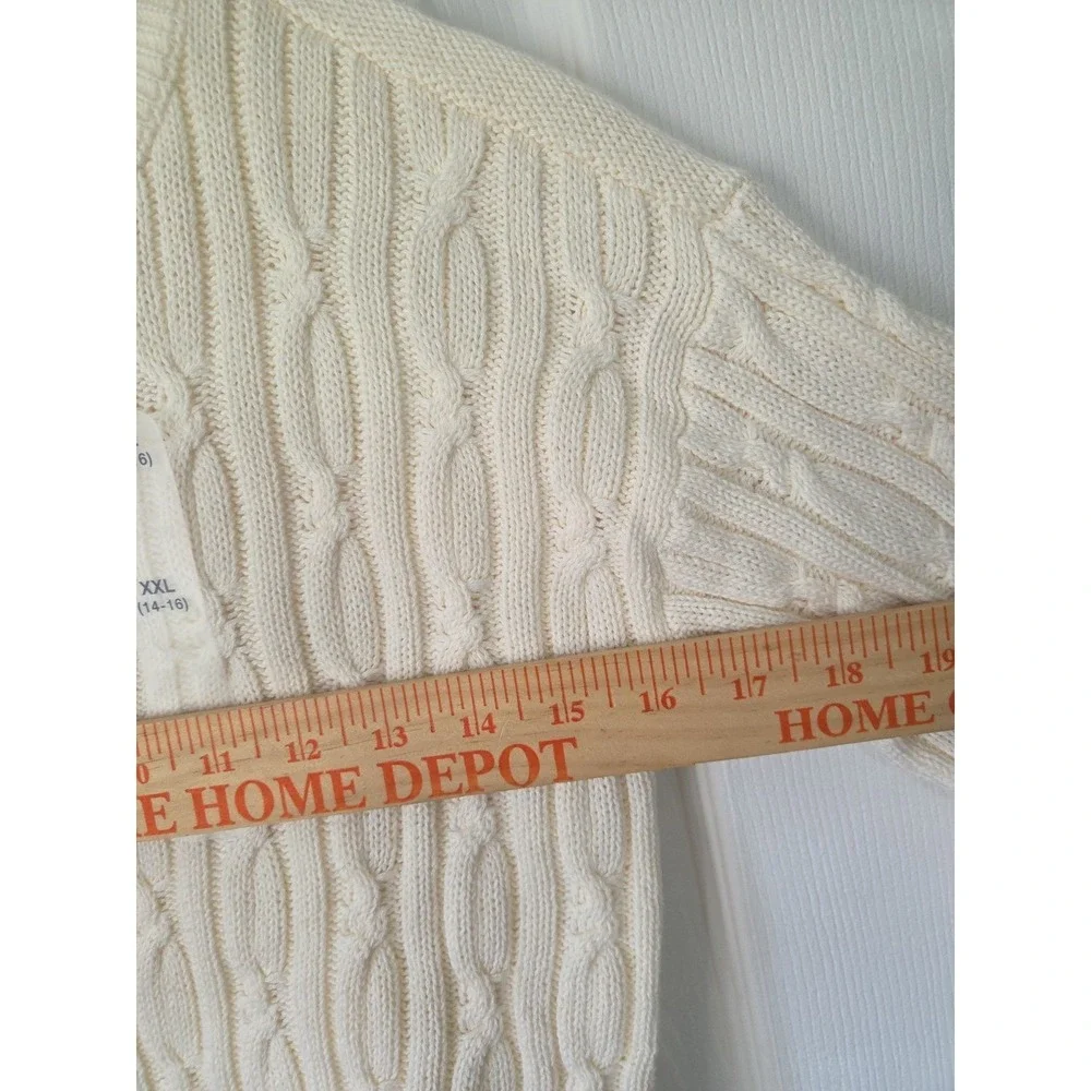 GAP Kids Sweater 14-16 Ivory Chunky Cable Knit Scoop Neck Preppy‎ School NEW